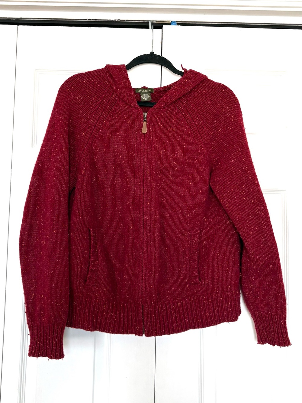 Vtg Wool Blend Eddie Bauer Red Zip-Up